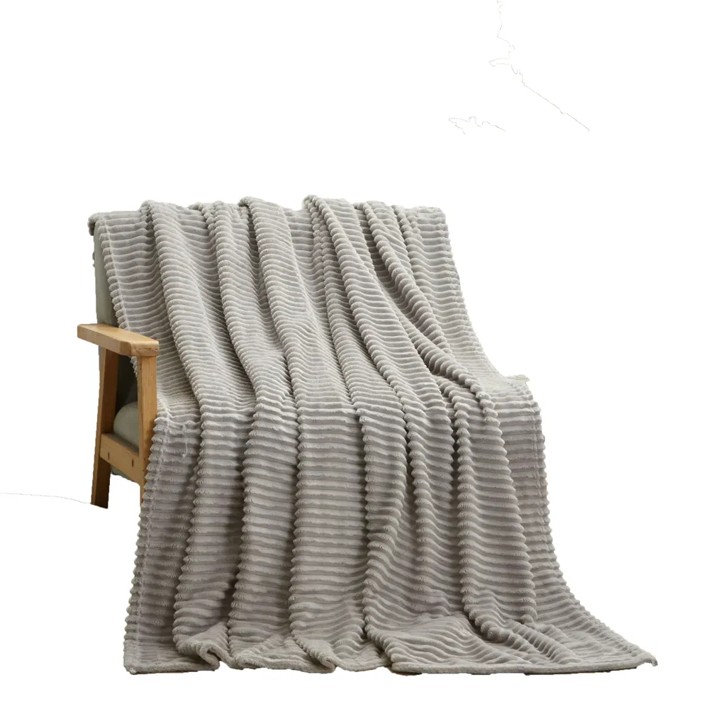 Soft Flannel Fleece Blanket King Natural Grey
