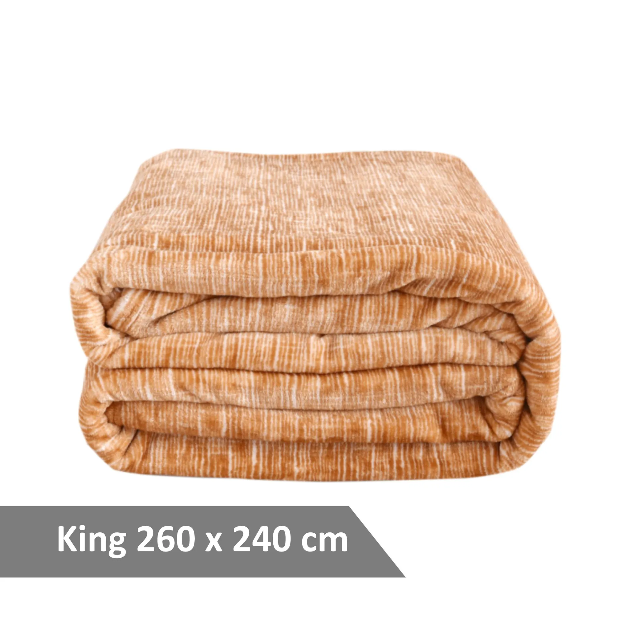 Soft Flannel Fleece Blanket King Steel Camel Brown