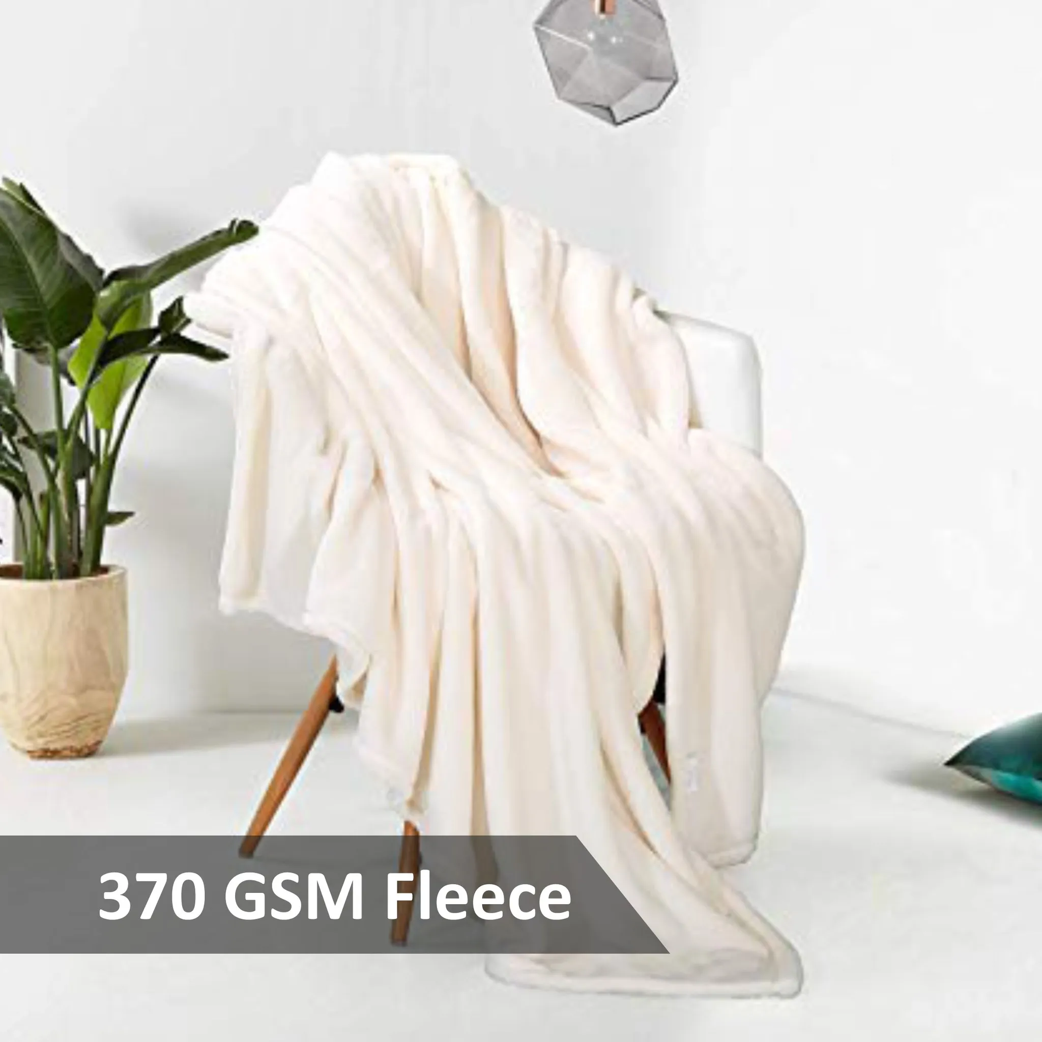 Soft Flannel Fleece Blanket King Ivory
