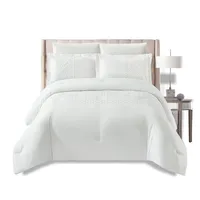 Ultrasonic Patch Worked Comforter Set 4-Piece Single White
