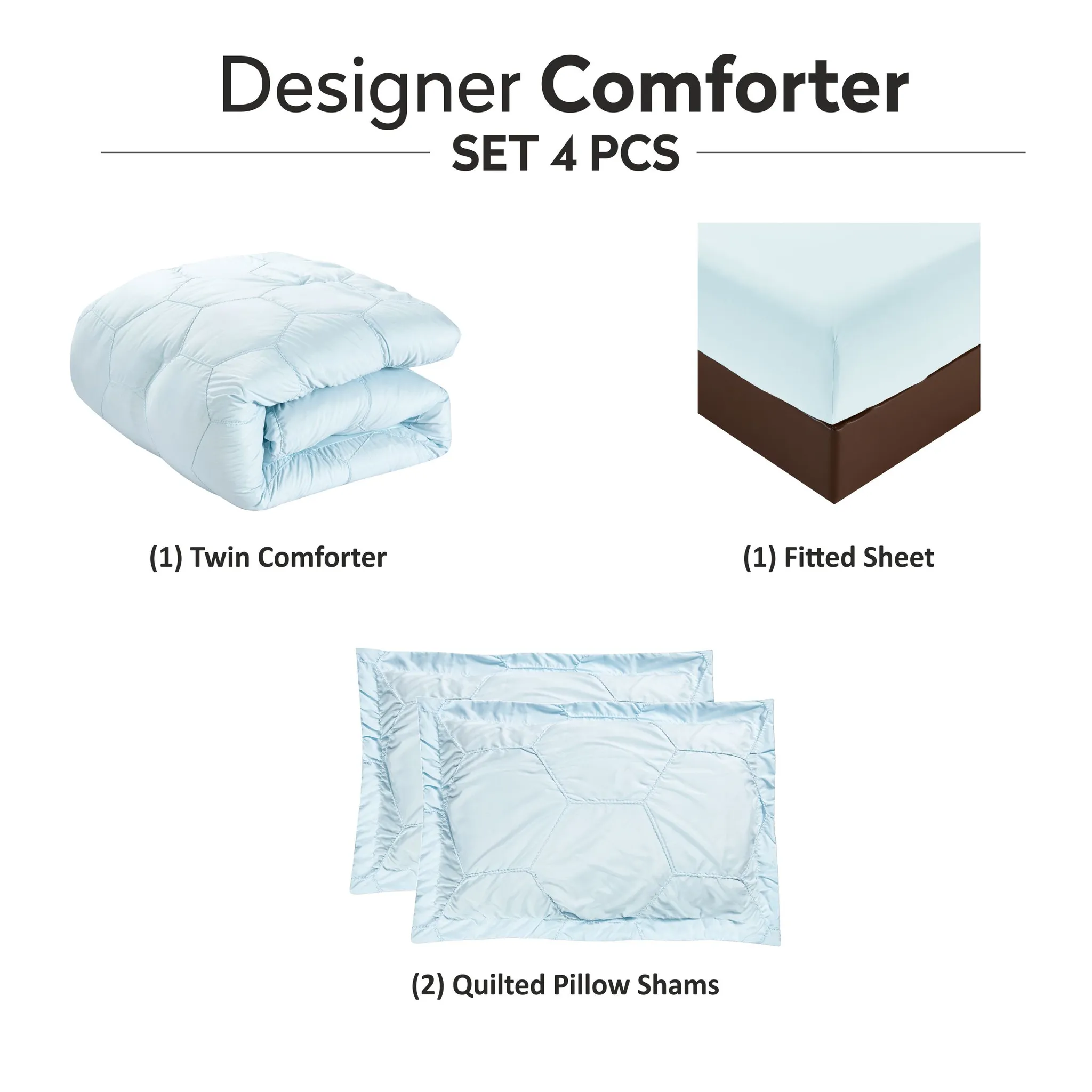 Crinkle Embroidered Comforter Set 4-Piece Single Spa Mint