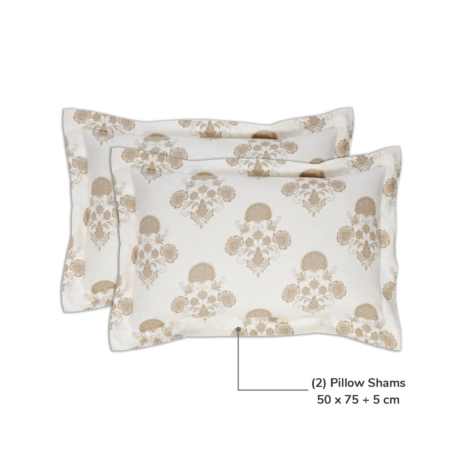 Damask Print Cotton Comforter Set 5-Piece Single Beige