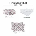 300 Thread Count 100% Natural Cotton Printed Duvet Set 4-Piece Single Purple