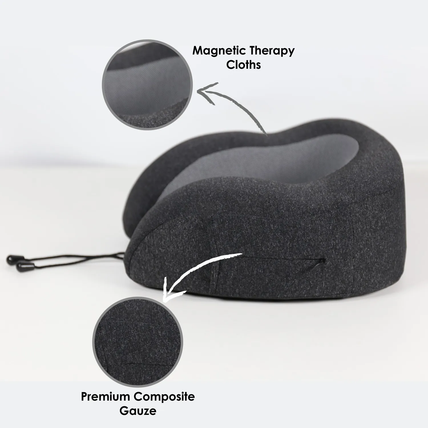 Travel Pillow With Ear Plugs And Eye Mask Memory Foam Black/Gray 28x25x13cm