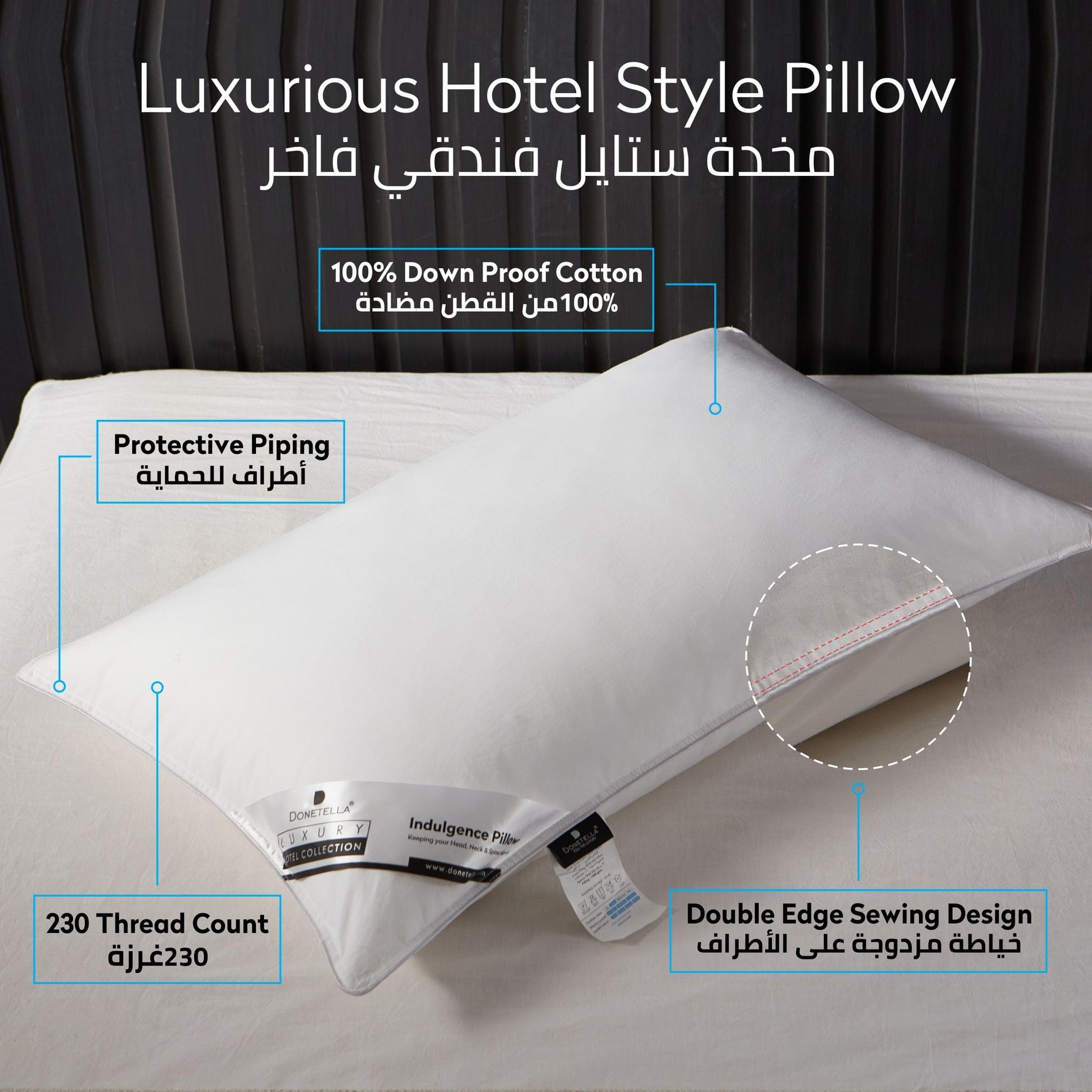 Single Hotel Cotton Pillow ,100% Cotton shell ,Double Edge Stitched , Premium Gel Fiber 1.6 Kg Filling , 50x75, Medium Loft