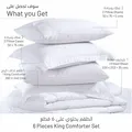 6-Piece Italian Jacquard  Hotel  Comforter  ,Verigated Stripes Quilted ,King 260 x 240 Cms ,White