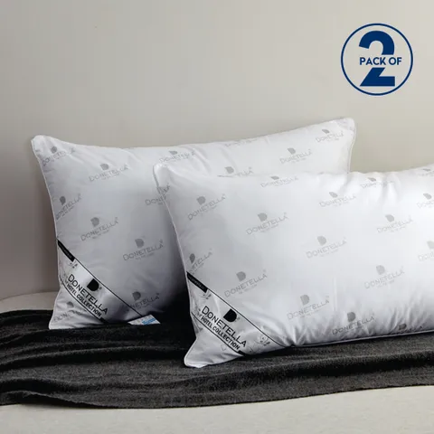 100% Natural Cotton Hotel Style Logo Pillows 50x75  White