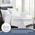 Comforter Set 8-Pieces Double Size Hotel Style All Season Cotton Rich Stripe Pattern Bedding Set With Removable Cover And Down Alternative Filling, White