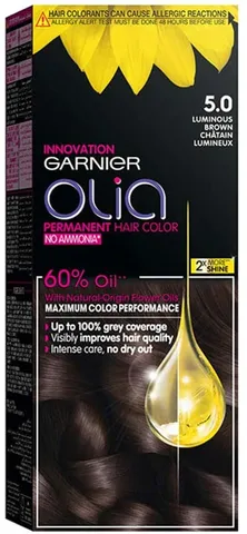 Olia, 5.0 Luminous Brown, No Ammonia Permanent Haircolor, with 60% Oils