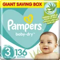 Baby-Dry Size 3 Midium 6-10 Kg, Giant Box, 136 Diapers