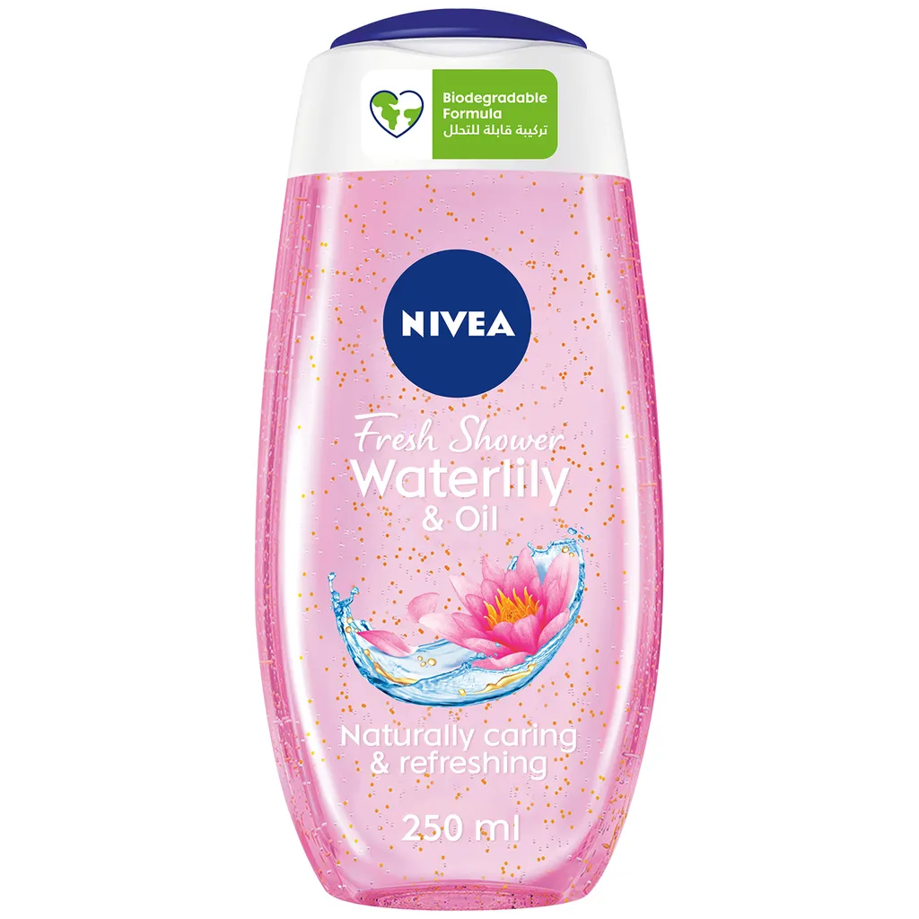 Shower Gel Body Wash, Waterlily & Oil with Caring Oil Pearls and Waterlily Scent, 250ml