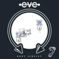 Ear Ring - E020 Stud Silver Pearl & Stone CZ
Size   
2x2mm