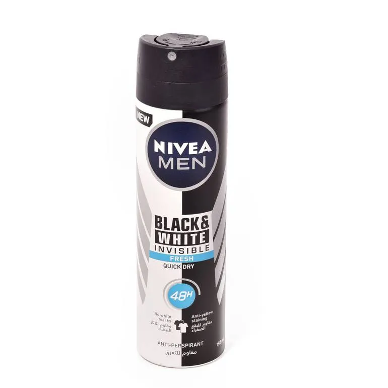 Anti-perspirant Black & White Invisible Fresh Deodorant Spray For Men 150 ml