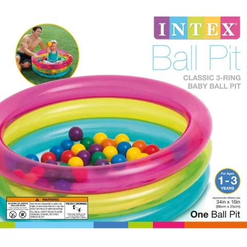 Intex CLASSIC 3-RING BABY BALL PIT, Ages 1-3