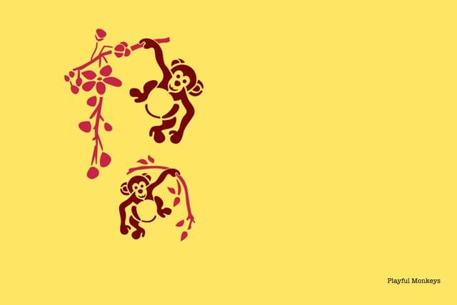 Stencil - Playful Monkey - 16.53 inches x 11.69 inches (41.98 x 29.69 cm)