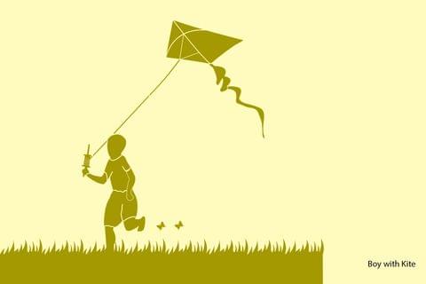 Stencil - Boy with Kite - 16.53 inches x 11.69 inches