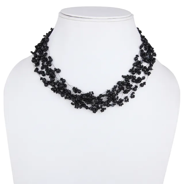 DCA Black Silver Plated Acrylic, Glass Necklace (DC4307NK)