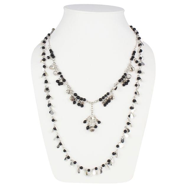 DCA Dca Silver, Black Glass, Steel Necklace For Women (4458 ) Glass, Stainless Steel Necklace