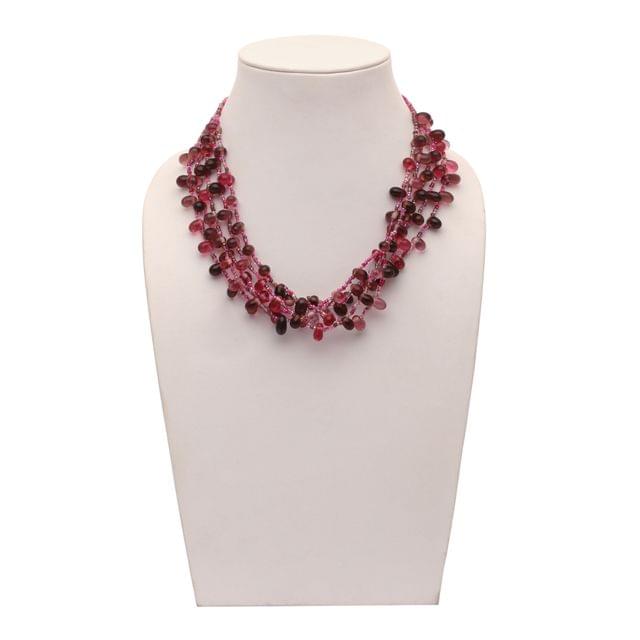 DCA Women's Brown & Pink Multi-Strand Glass Necklace (4417) Glass Necklace (DC4417NK)