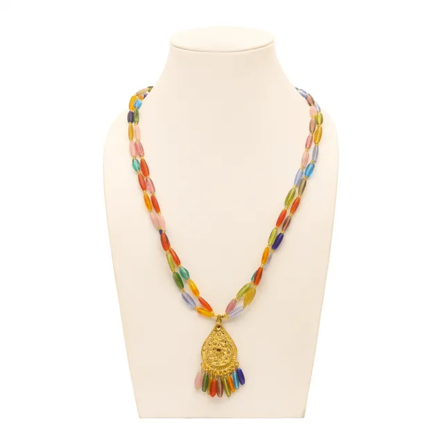 DCA Women's Multi-Colour Strand Glass and Brass Necklace (4428) Glass, Brass Necklace (DC4428NK)