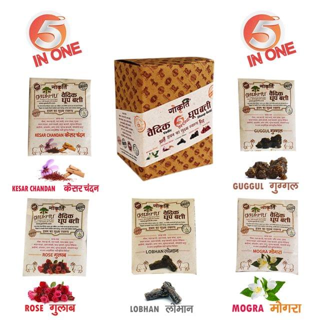 GAUKRITI Vedic Dhoop Batti 5 in 1 With 5 flavor