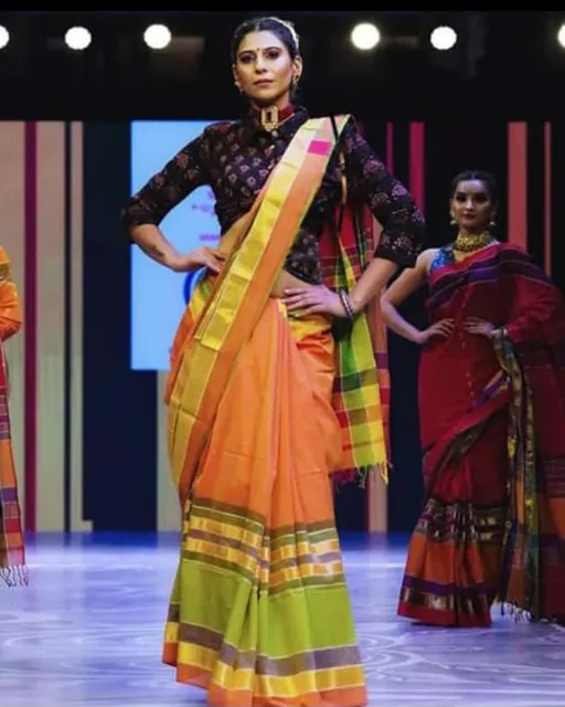 Handloom Cotton Printed Saree with Blouse (VH175)