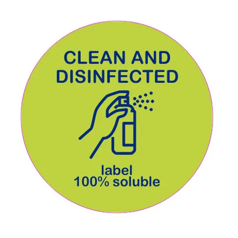 Clean & Disinfected Round Labels 1000 Per Roll