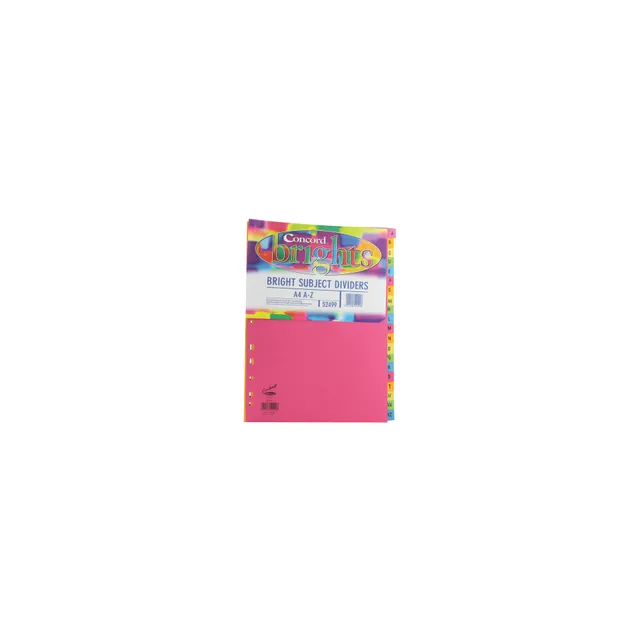 Concord Bright Subject Divider A4 A-Z Assorted Pack of 10