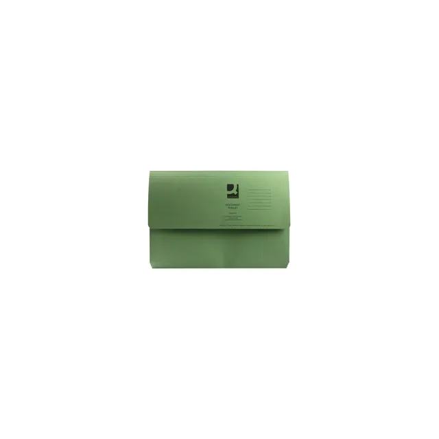Document Wallet Half Flap Foolscap Green Pack 50 Q-Connect