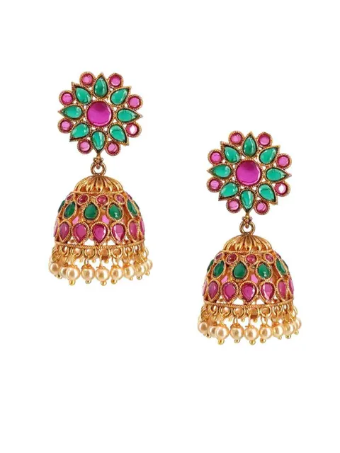 Traditional Jhumka Earring in Gold Finish - CNB2804