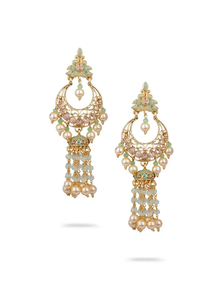 Traditional Chandbali with Jhumki Earrings in Oxidised Gold Finish - CNB516
