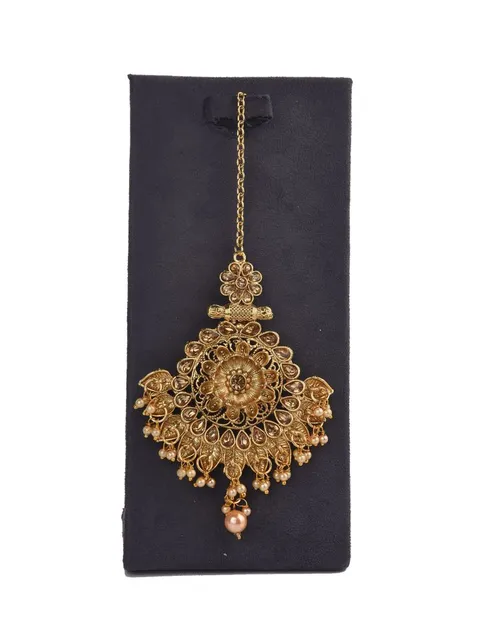 Traditional Maang Tikka in Oxidised Gold finish - CNB6300