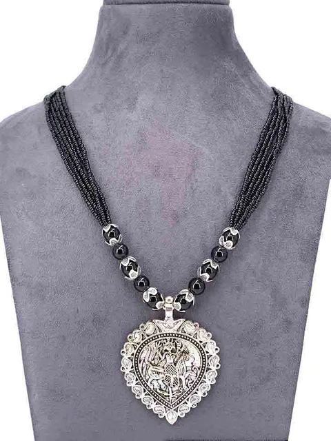 Oxidised Long Necklace Set in Black color - CNB9530
