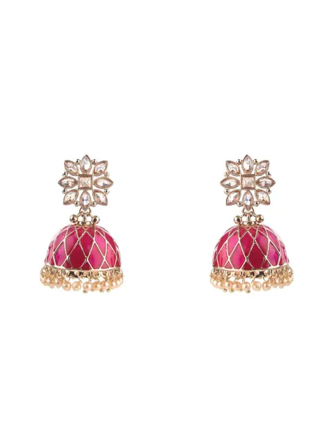 Reverse AD Jhumka Earrings in Assorted color - CNB9586