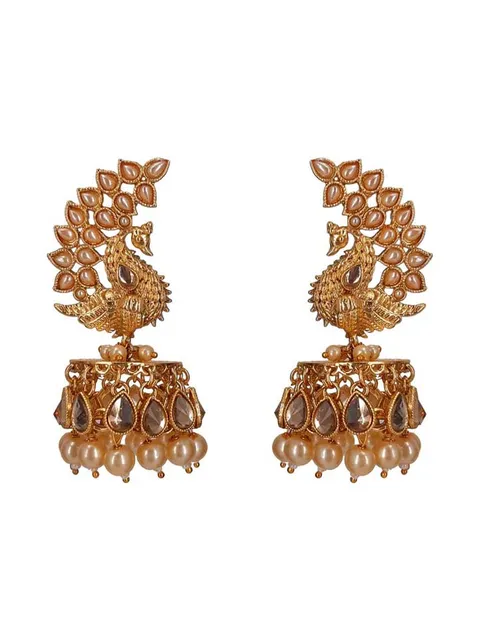 Reverse AD Jhumka Earrings in Gold finish - CNB16153