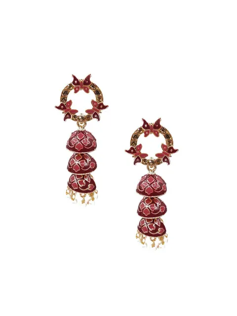 Meenakari Jhumka Earrings in Assorted color - CNB9898