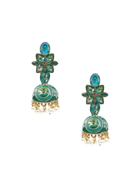 Meenakari Jhumka Earrings in Assorted color - CNB9858