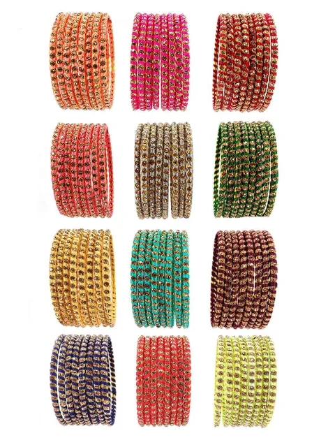 Thread Bangles in assorted colors - Pack of 12 - CNB3433
