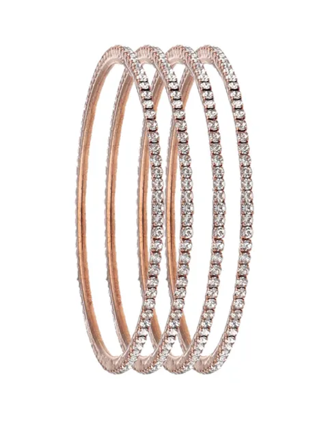 Stone Bangles in Rose Gold finish (6 No) - RHB6ROSWH