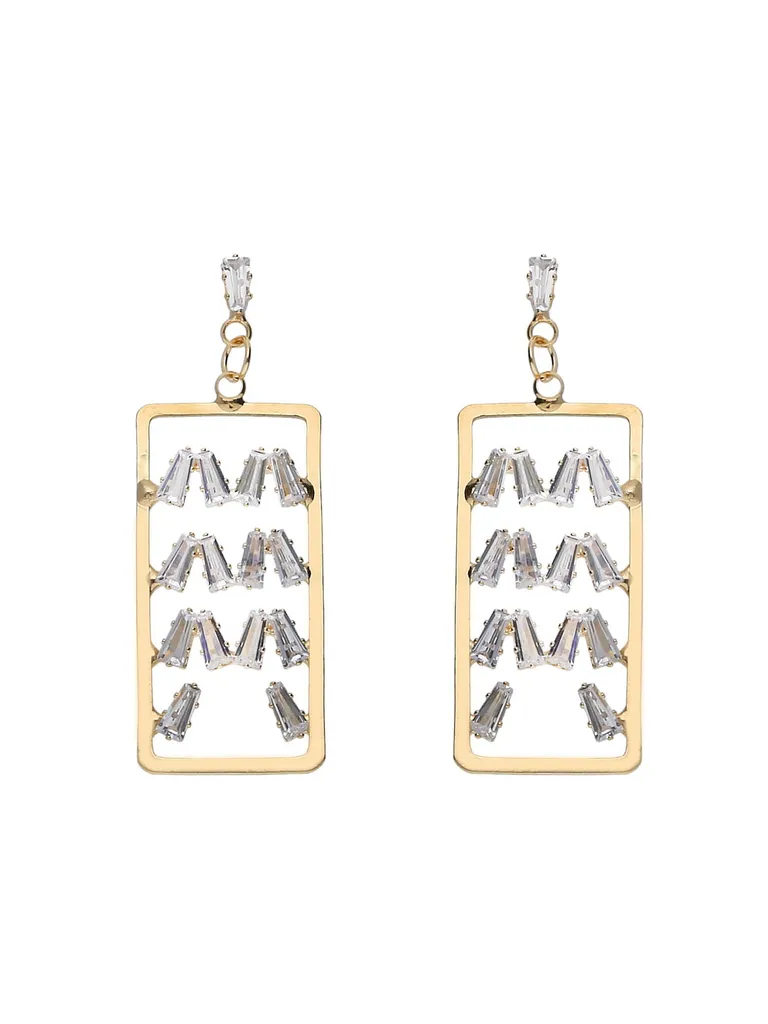 AD / CZ Long Earrings in Gold finish - CNB6138