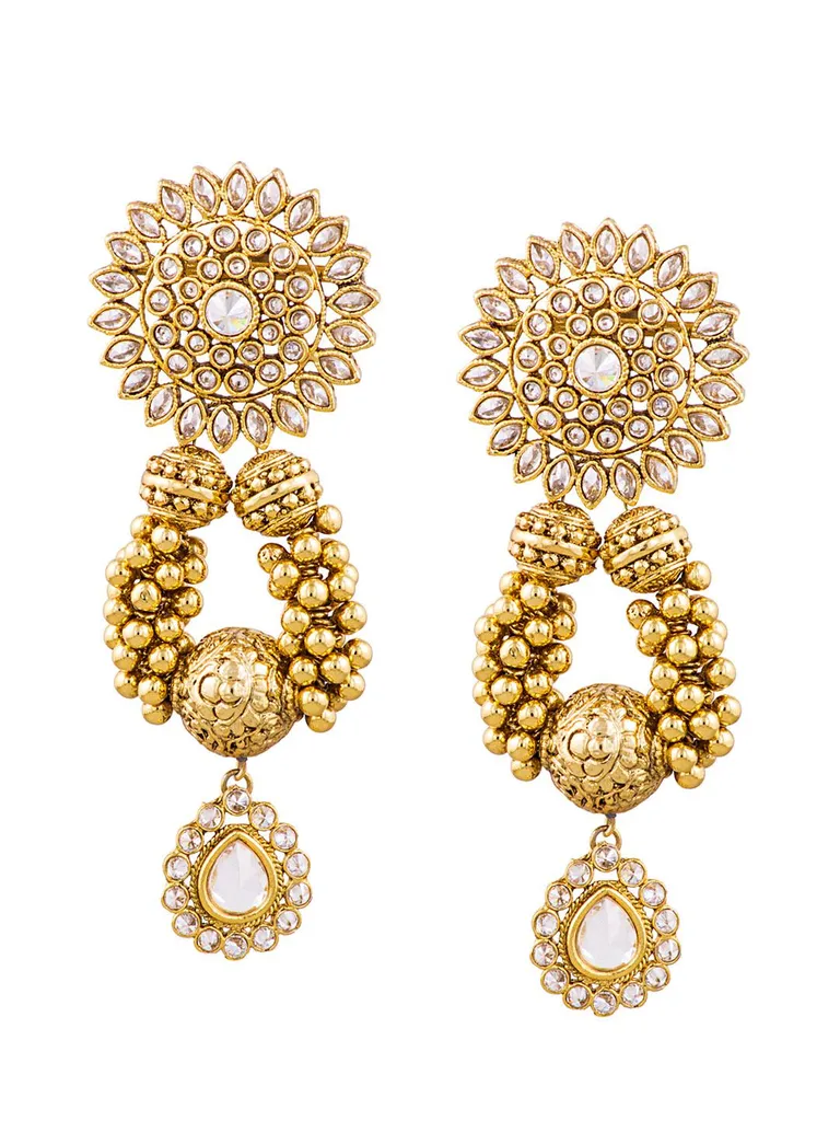 Traditional Long Earrings in Gold finish - MT278