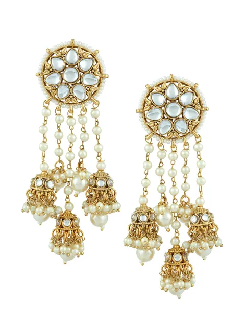 Traditional Long Earrings in Gold finish - S19747