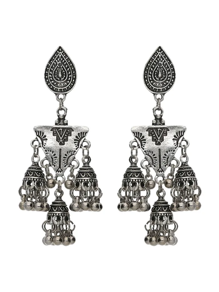 Jhumka Earrings in Oxidised Silver finish - CNB15447