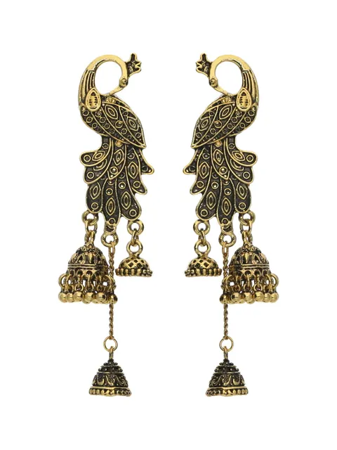 Jhumka Earrings in Oxidised Gold finish - S23594