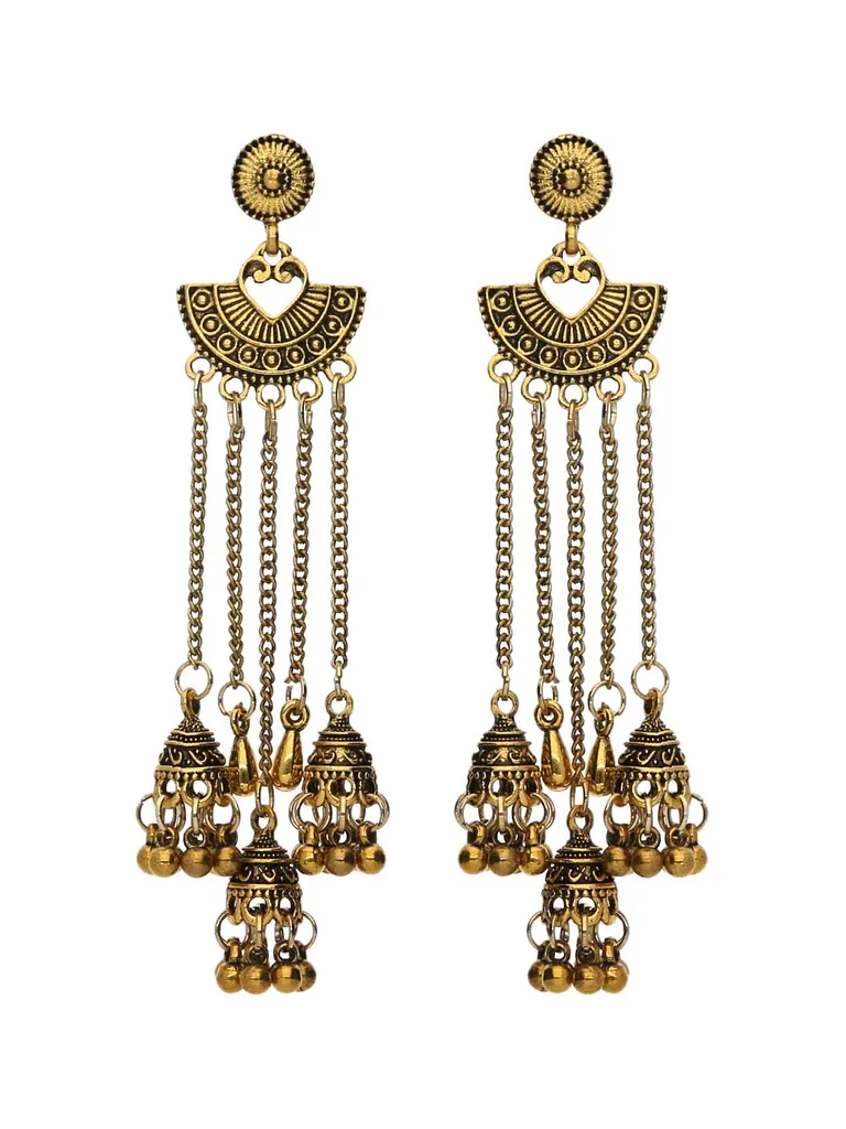Jhumka Earrings in Oxidised Gold finish - S29378