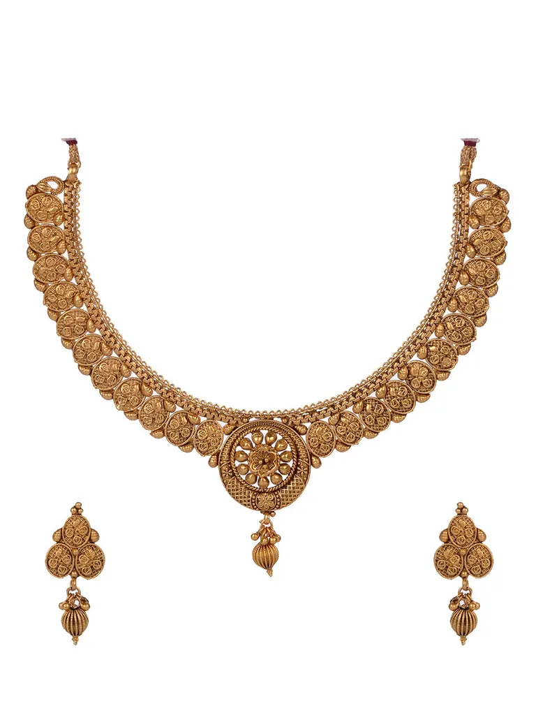 Antique Rajwadi Gold Necklace Set - CNB855