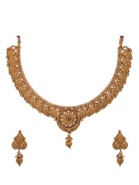 Antique Rajwadi Gold Necklace Set - CNB855