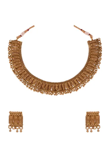 Antique Rajwadi Gold Necklace Set - CNB845