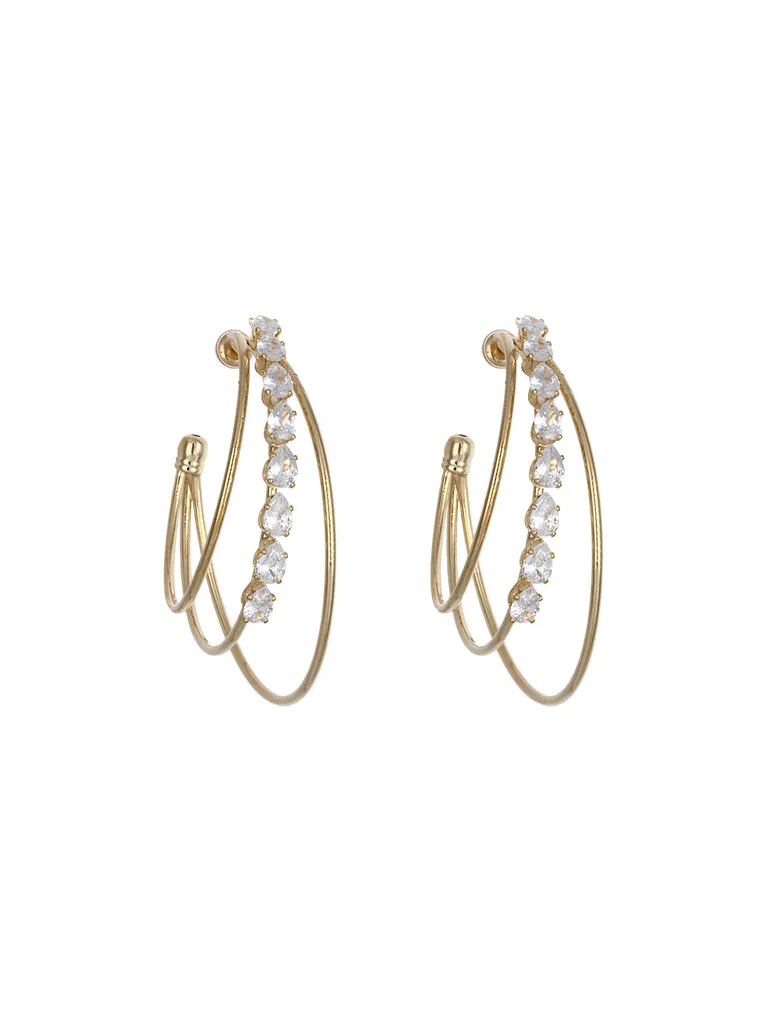 AD / CZ Bali type Earrings in Gold finish - CNB3996