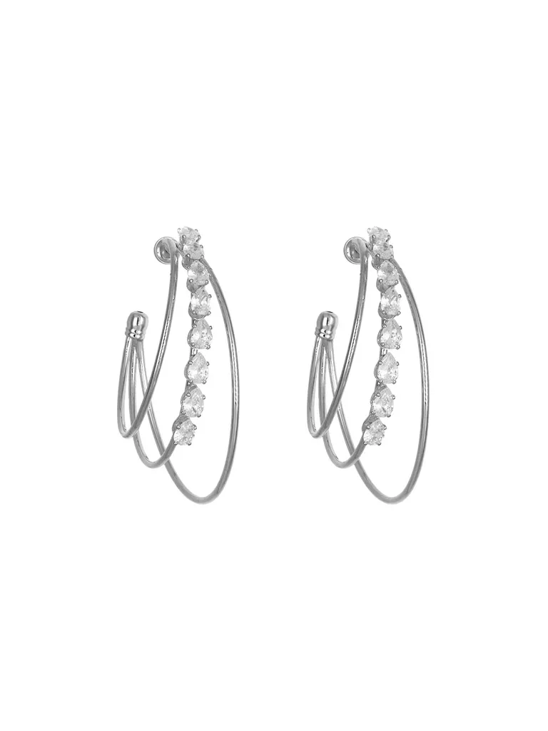 AD / CZ Bali type Earrings in Rhodium finish - CNB3997